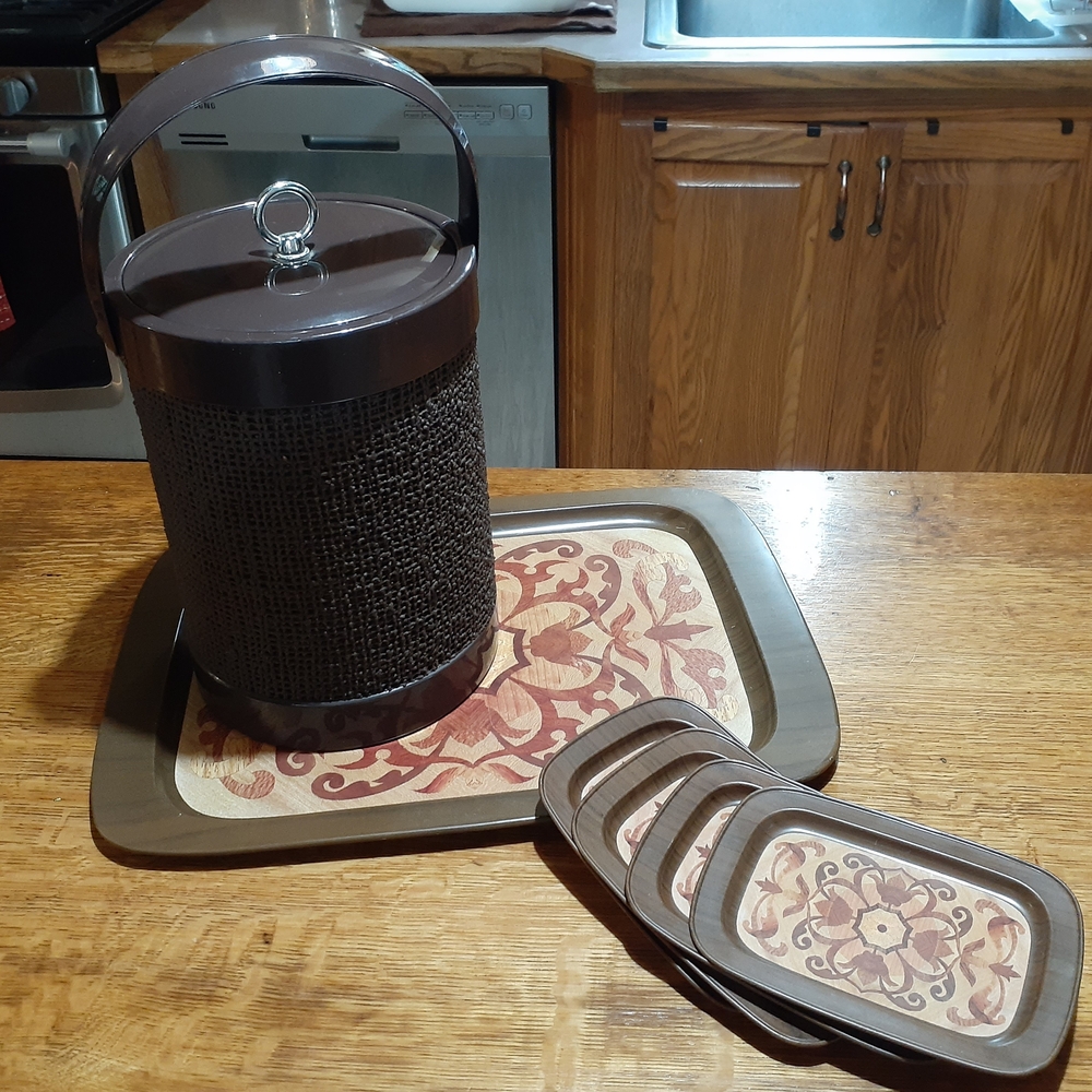 Retro Ice Bucket And Appetizer Tray